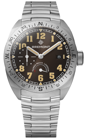 Bremont Watch Terra Nova 40.5 Turning Bezel Power Reserve Black Bracelet TN40-PWR-SS-BK-B