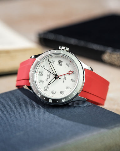 Duckworth Prestex Broadgate GMT White Red Rubber Watch