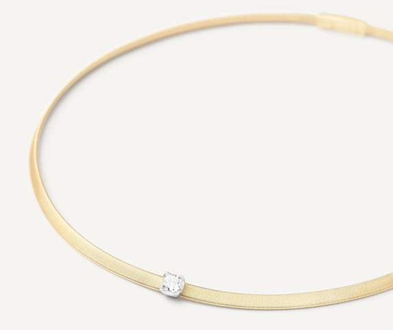 Marco Bicego Masai 18ct Yellow Gold Coil 0.52ct Cushion Cut Diamond Necklace