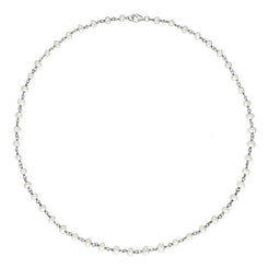 00117733 Sterling Silver White Pearl Bead Chain Link Necklace, N952_18W.