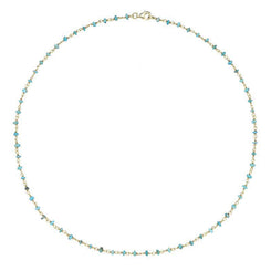 00117872 Yellow Gold Plate Turquoise 3mm Bead Chain Link Necklace, N950_18.