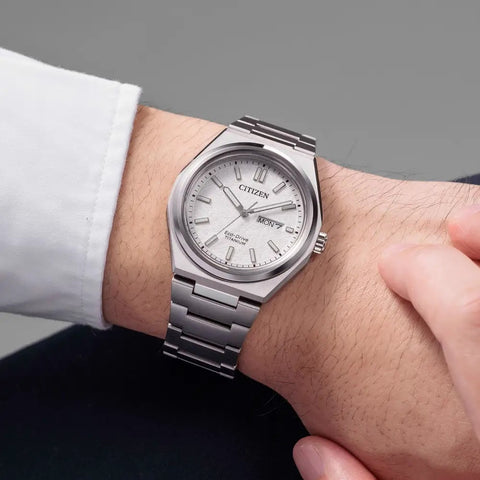 Citizen Super Titanium Zenshin Three Hands Textured White Watch