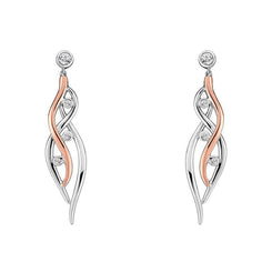 Clogau Swallow Falls Sterling Silver 9ct Rose Gold Drop Earrings, 3SCTWIE.