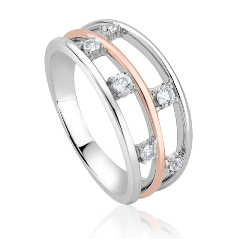 Clogau Awyr Y Nos Sterling Silver White Topaz Ring, 3SAYN0191