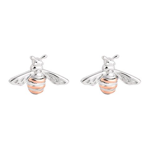 Clogau Honey Bee Sterling Silver 9ct Rose Gold Stud Earrings