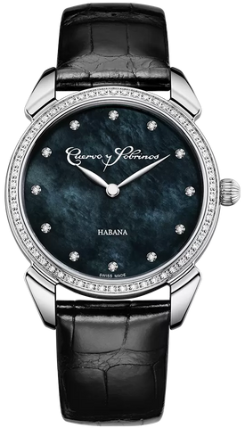Cuervo y Sobrinos Watch Historiador Primera Dama Diamond Black 3113.1N-S1