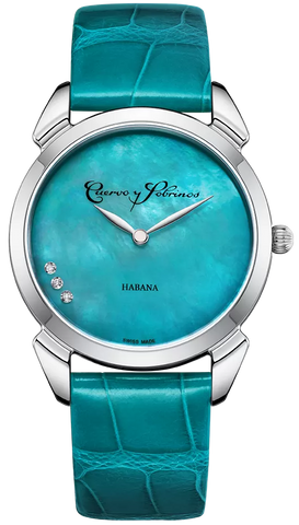 Cuervo y Sobrinos Watch Historiador Primera Dama Turquoise 3113.1LB
