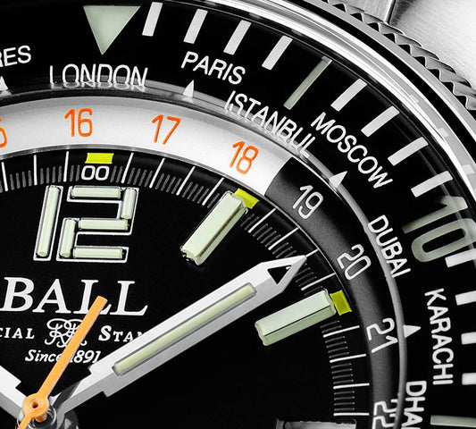 Ball Watch Company Engineer Master II Diver Worldtime Limited Edition Watch with black dial, steel bracelet, steel case