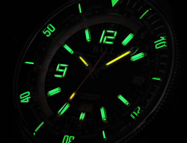 Ball Watch Company Engineer Master II Diver Worldtime Limited Edition Watch with black dial, rubber strap, steel case