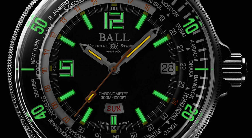 Ball Watch Company Engineer Master II Diver Worldtime Limited Edition Watch with black dial, rubber strap, steel case