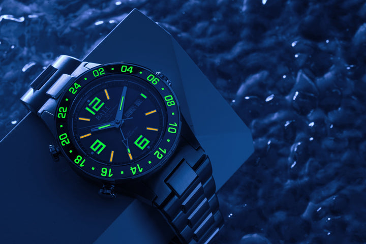 Ball Watch Company Roadmaster Marine GMT Limited Edition Watch with blue dial, titanium strap, titanium case