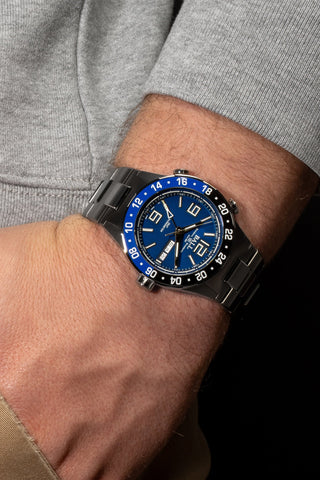 Ball Watch Company Roadmaster Marine GMT Limited Edition Watch with blue dial, titanium strap, titanium case