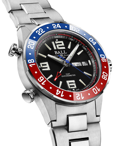 Ball Watch Company Roadmaster Marine GMT Limited Edition Watch with black dial, titanium strap, titanium case