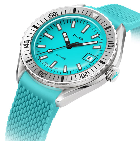 Doxa Sub 200 Aquamarine Turquoise Rubber Watch