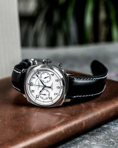 Duckworth Prestex Bolton Chronograph White Black Leather Watch