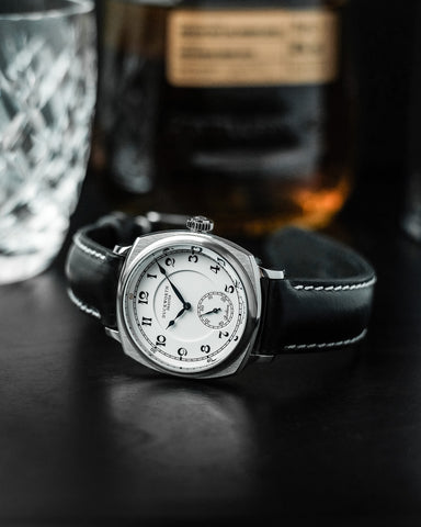 Duckworth Prestex Bolton Small Seconds White Black Leather Watch