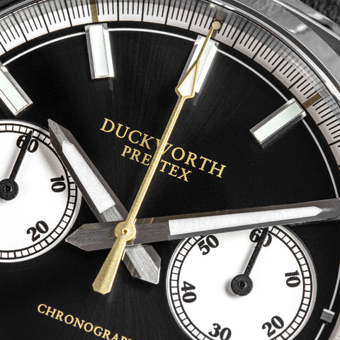 Duckworth Prestex Watch Chronograph 42 Black Sunburst Mesh Bracelet