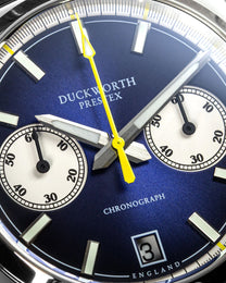 Duckworth Prestex Watch Chronograph 42 Blue Sunburst Blue Rubber