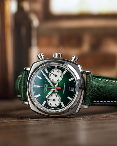 Duckworth Prestex 42 Green Sunburst Olive Green Leather Watch