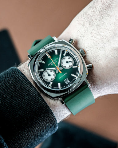 Duckworth Prestex Chronograph 42 Green Green Rubber Watch