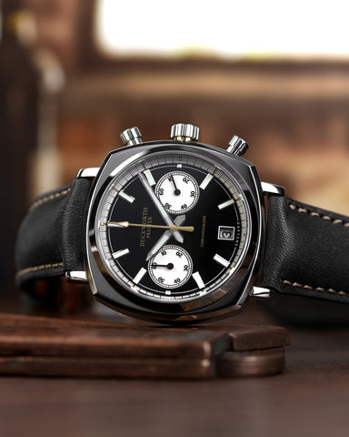 Duckworth Prestex 42 Black Sunburst Black Leather Watch