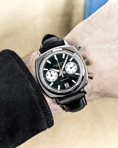Duckworth Prestex 42 Black Sunburst Black Leather Watch