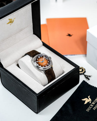 Duckworth Prestex Verimatic Orange Fume Brown Suede Watch