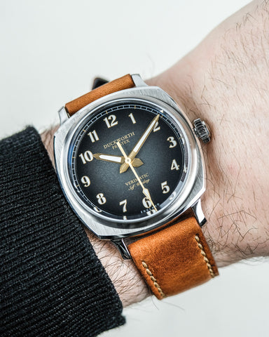 Duckworth Prestex Verimatic Black Fume Brown Leather Watch