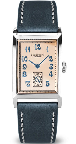 Duckworth Prestex Watch Centenary Centenary Salmon Pink Blue Leather D803-07-D