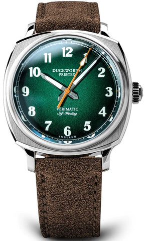 Duckworth Prestex Watch Verimatic Green Fume Brown Suede D891-04-C