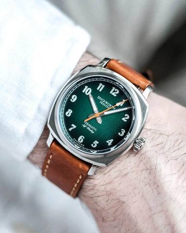 Duckworth Prestex Verimatic Green Fume Vintage Tan Leather Watch