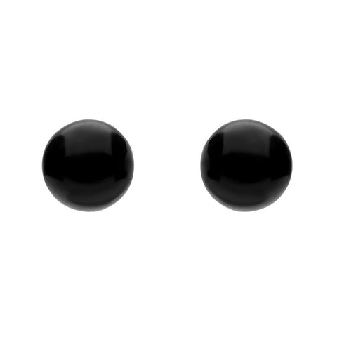 Yellow Gold Whitby Jet 5mm Ball Stud Earrings, E1343.