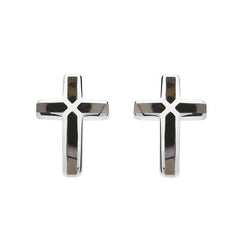 00115294 C W Sellors Sterling Silver Blue John Small Cross Stud Earrings, E1439.