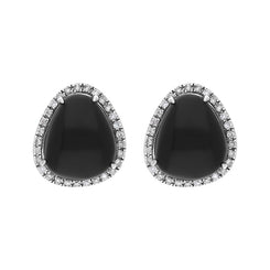 18ct White Gold Black & White Diamond Large Curved Triangle Studs