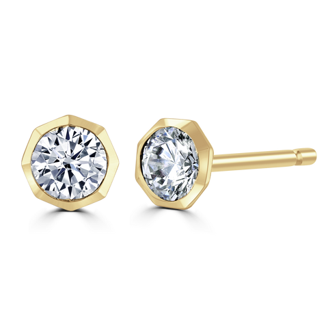 18ct Yellow Gold 0.50ct Diamond Solitaire Octagonal Stud Earrings