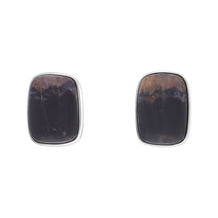 Sterling Silver Blue John Oblong Unique Earrings