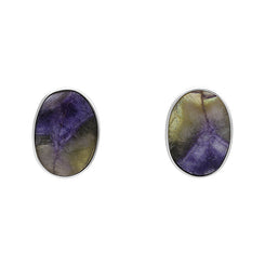 Sterling Silver Blue John Oval Stud Earrings
