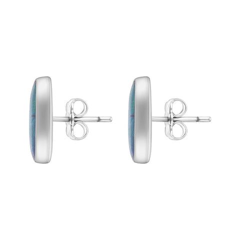 Sterling Silver Opal Abstract Doublet Stud Earrings