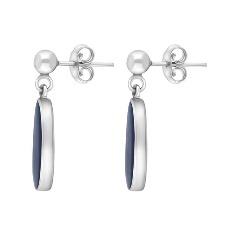 Sterling Silver Opal Abstract Oval Doublet Drop Unique Earrings