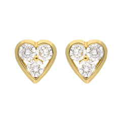 18ct Yellow Gold 0.25ct Diamond Three Stone Heart Studs