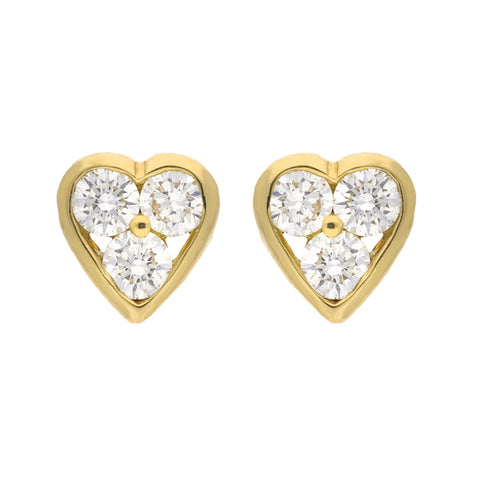 18ct Yellow Gold 0.25ct Diamond Three Stone Heart Studs