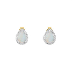 18ct White Gold 0.66ct Opal Diamond Pear Stud Earrings