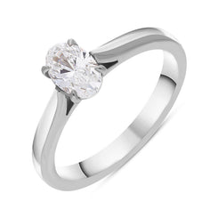 Platinum 0.60ct Diamond Oval Cut Solitaire Ring, FEU-2409