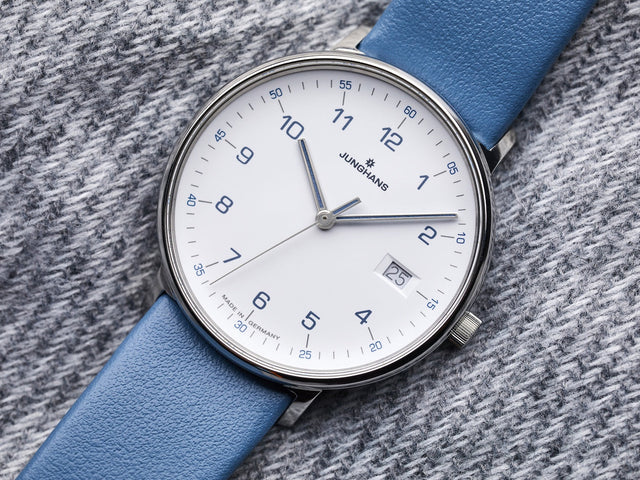 Junghans Form Ladies Watch with white dial, leather strap, steel case