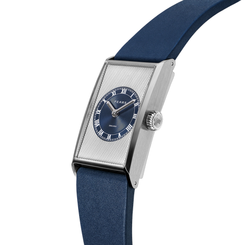 Fears Arnos Pewter Blue Rubber Strap Watch