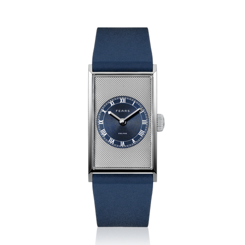 Fears Arnos Pewter Blue Rubber Strap Watch