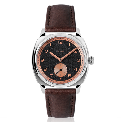 Fears Brunswick 38 Charcoal Rose Leather Strap Watch