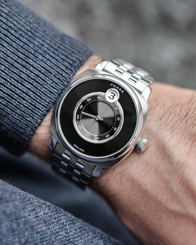 Fears Brunswick 40.5 Jump Hour Raven Black Bracelet Watch