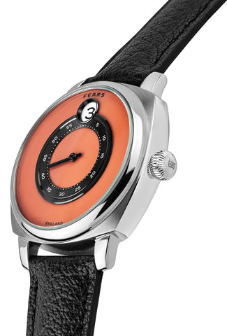 Fears Brunswick 40.5 Jump Hour Coral Lacquer Leather Watch