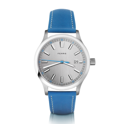 Fears Redcliff 39.5 Date Pewter Grey Leather Strap Watch